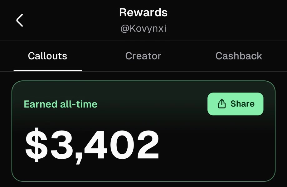 pump.fun Rewards screen of @Kovynxi: Earned all-time $3,402